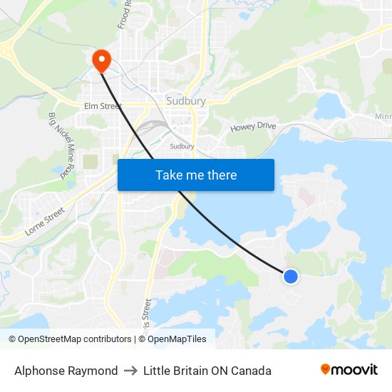 Alphonse Raymond to Little Britain ON Canada map