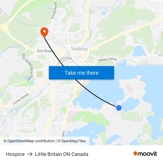 Hospice to Little Britain ON Canada map