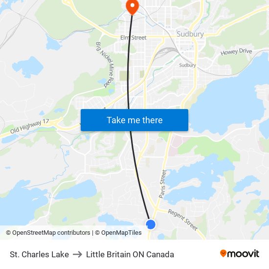 St. Charles Lake to Little Britain ON Canada map