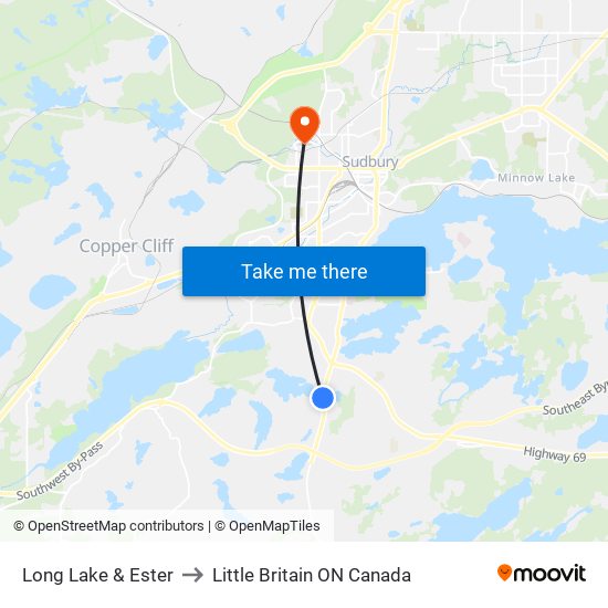 Long Lake & Ester to Little Britain ON Canada map