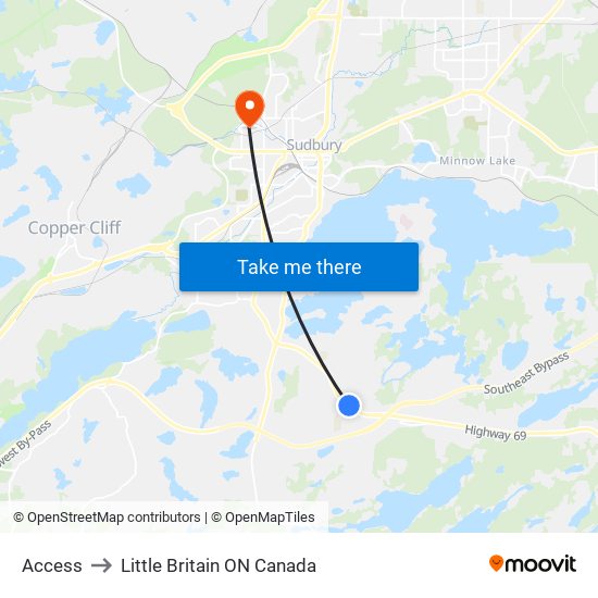 Access to Little Britain ON Canada map
