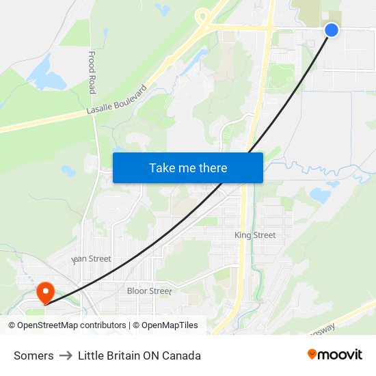 Somers to Little Britain ON Canada map