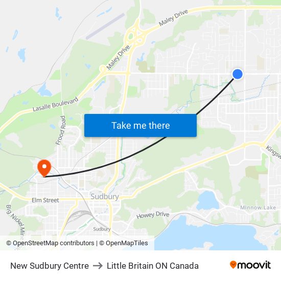 New Sudbury Centre to Little Britain ON Canada map