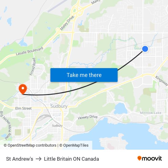 St Andrew's to Little Britain ON Canada map