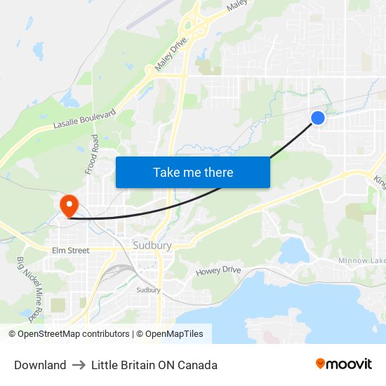 Downland to Little Britain ON Canada map