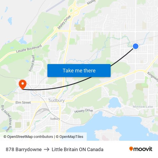 878 Barrydowne to Little Britain ON Canada map