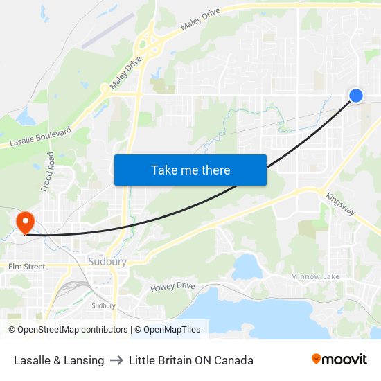 Lasalle & Lansing to Little Britain ON Canada map