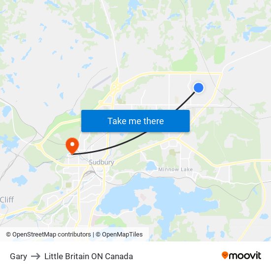 Gary to Little Britain ON Canada map