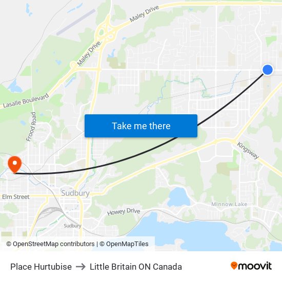 Place Hurtubise to Little Britain ON Canada map