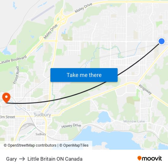 Gary to Little Britain ON Canada map