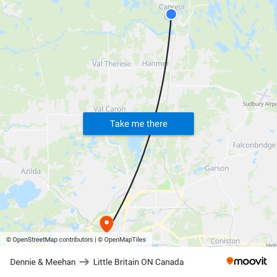 Dennie & Meehan to Little Britain ON Canada map