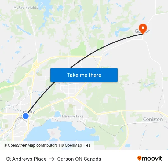 St Andrews Place to Garson ON Canada map