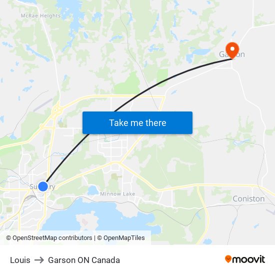 Louis to Garson ON Canada map
