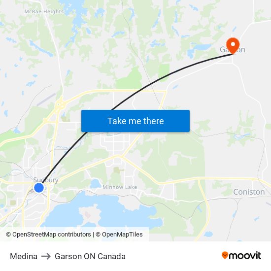Medina to Garson ON Canada map