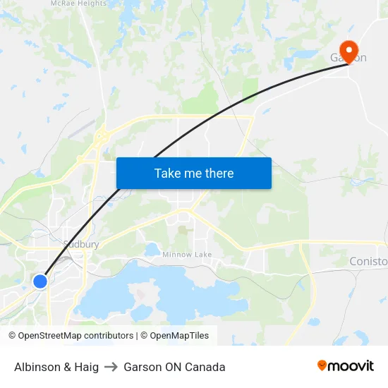 Albinson & Haig to Garson ON Canada map