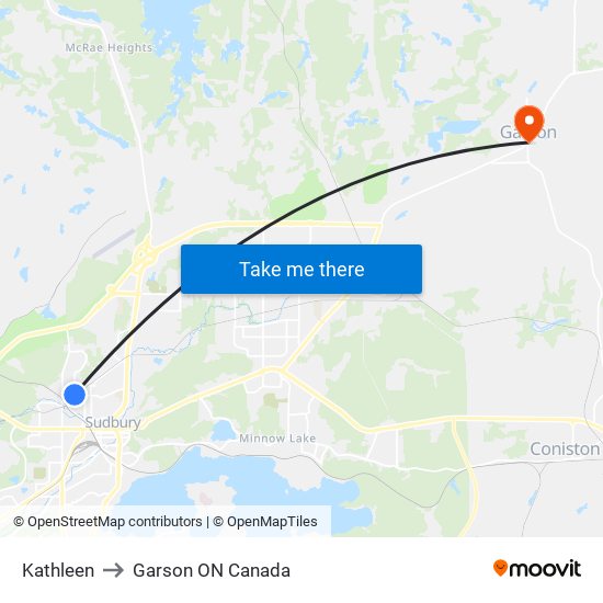 Kathleen to Garson ON Canada map