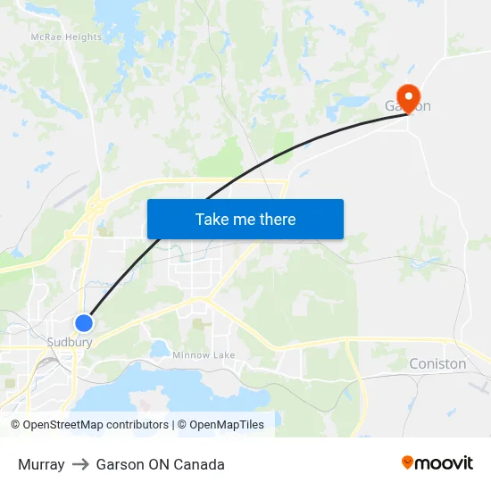 Murray to Garson ON Canada map