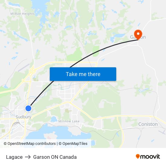 Lagace to Garson ON Canada map