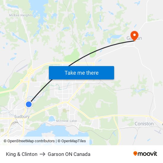 King & Clinton to Garson ON Canada map