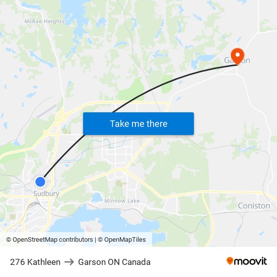 276 Kathleen to Garson ON Canada map