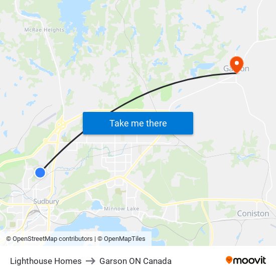 Lighthouse Homes to Garson ON Canada map