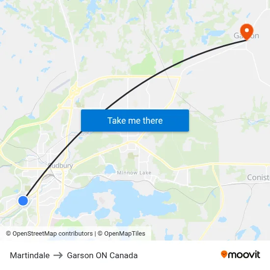 Martindale to Garson ON Canada map
