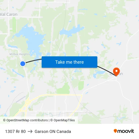 1307 Rr 80 to Garson ON Canada map