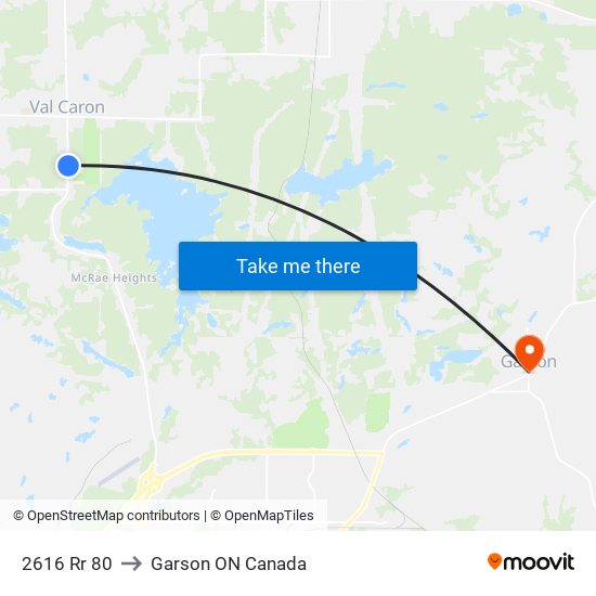 2616 Rr 80 to Garson ON Canada map