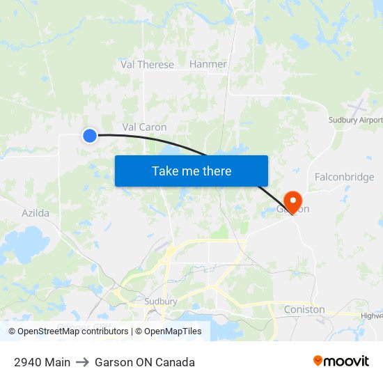 2940 Main to Garson ON Canada map