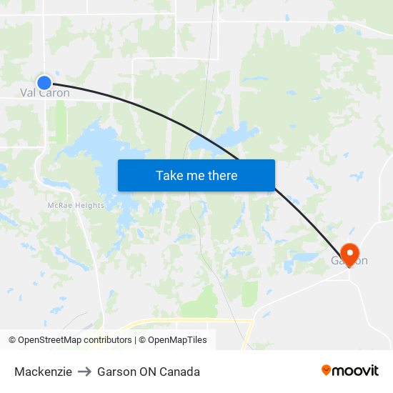 Mackenzie to Garson ON Canada map