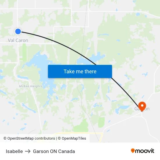 Isabelle to Garson ON Canada map
