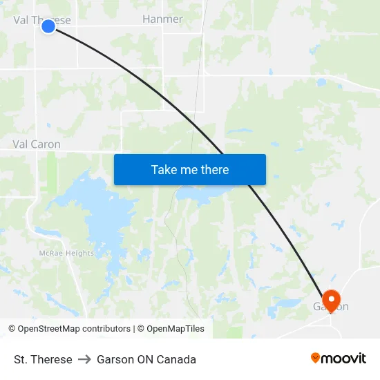 St. Therese to Garson ON Canada map