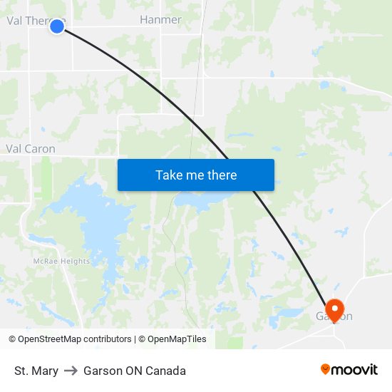 St. Mary to Garson ON Canada map