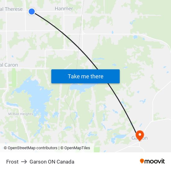 Frost to Garson ON Canada map