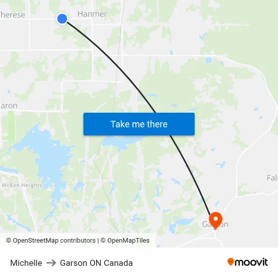 Michelle to Garson ON Canada map