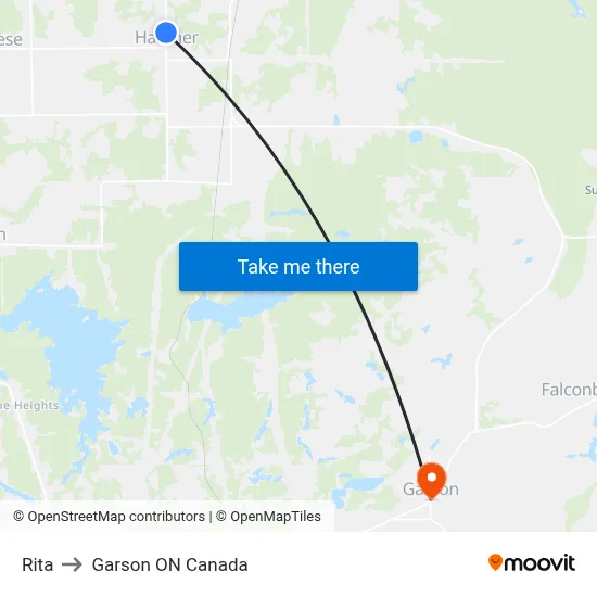 Rita to Garson ON Canada map
