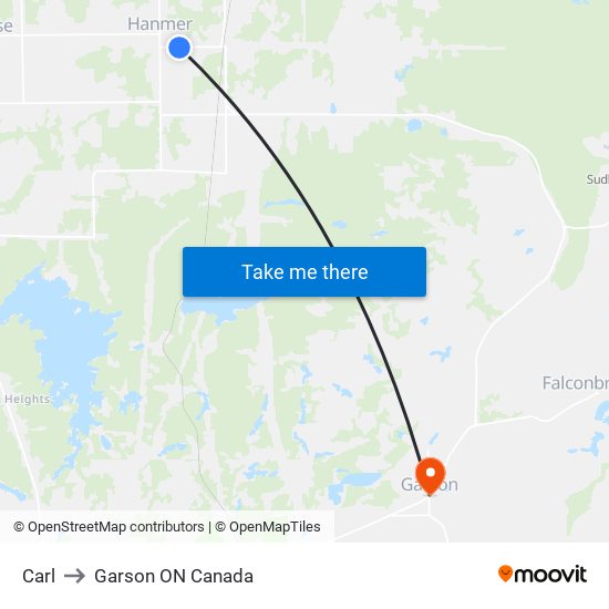 Carl to Garson ON Canada map