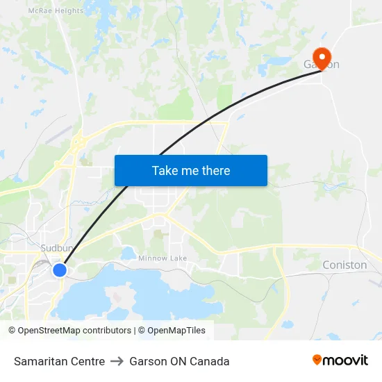 Samaritan Centre to Garson ON Canada map