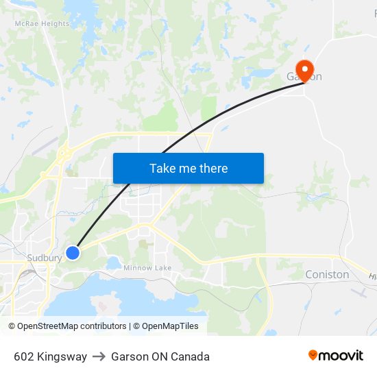 602 Kingsway to Garson ON Canada map