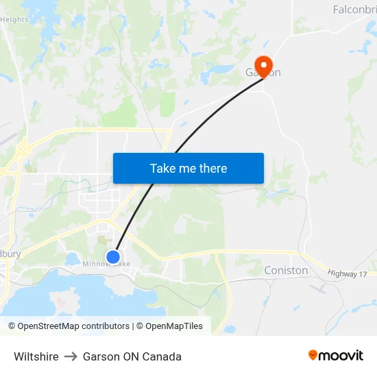 Wiltshire to Garson ON Canada map
