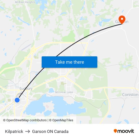Kilpatrick to Garson ON Canada map