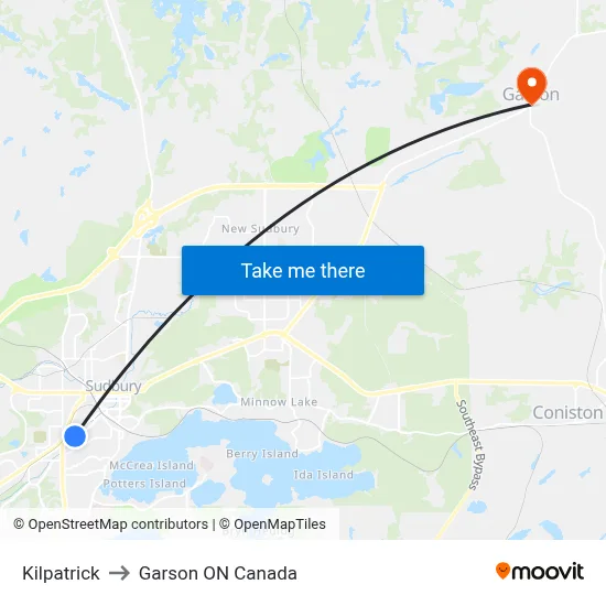 Kilpatrick to Garson ON Canada map