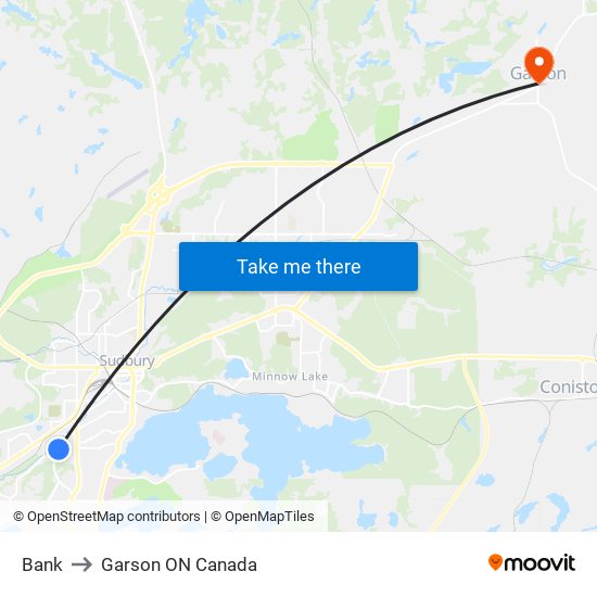 Bank to Garson ON Canada map