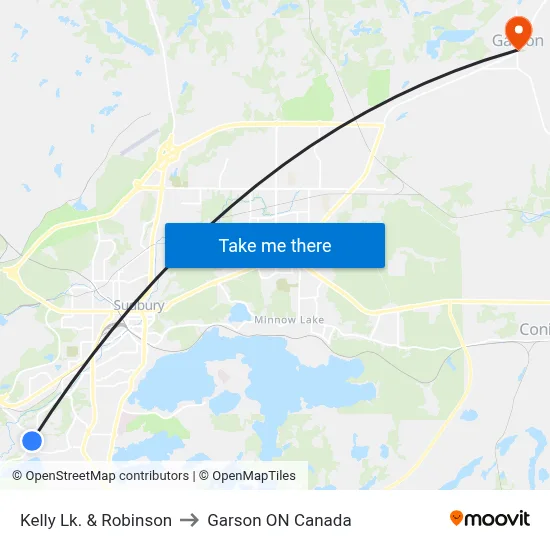 Kelly Lk. & Robinson to Garson ON Canada map