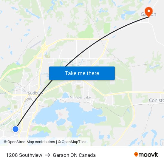 1208 Southview to Garson ON Canada map