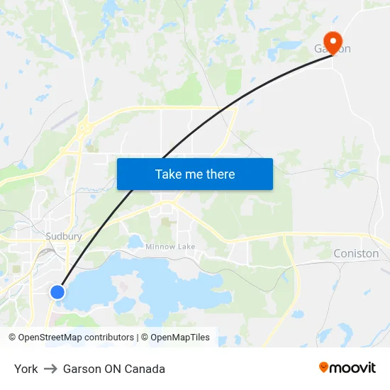 York to Garson ON Canada map