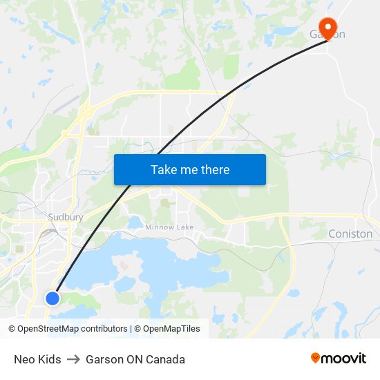 Neo Kids to Garson ON Canada map