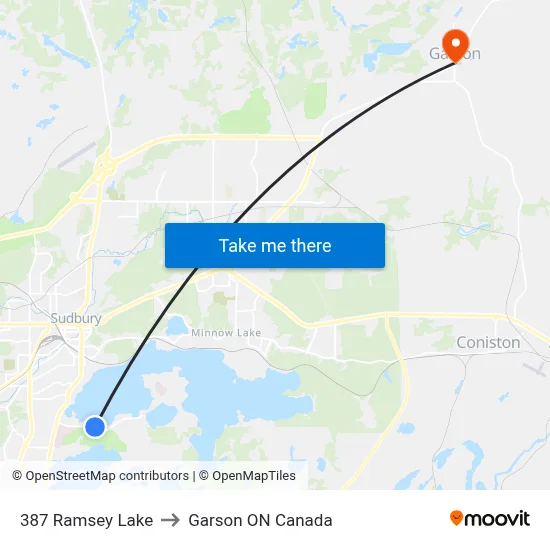 387 Ramsey Lake to Garson ON Canada map