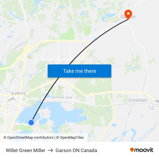 Willet Green Miller to Garson ON Canada map