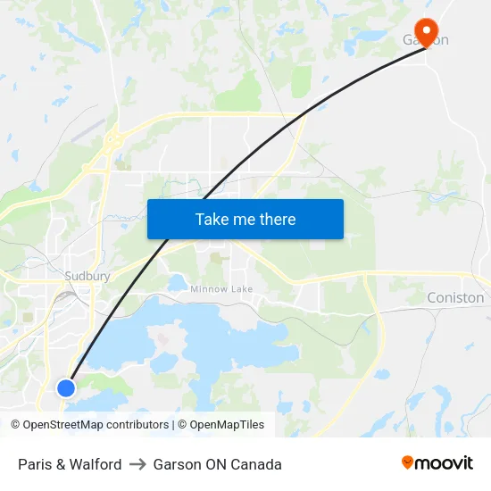 Paris & Walford to Garson ON Canada map